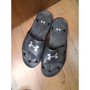 Under Armour Men's Black Slides Sandals M15 Slip On Comfort Pool Beach